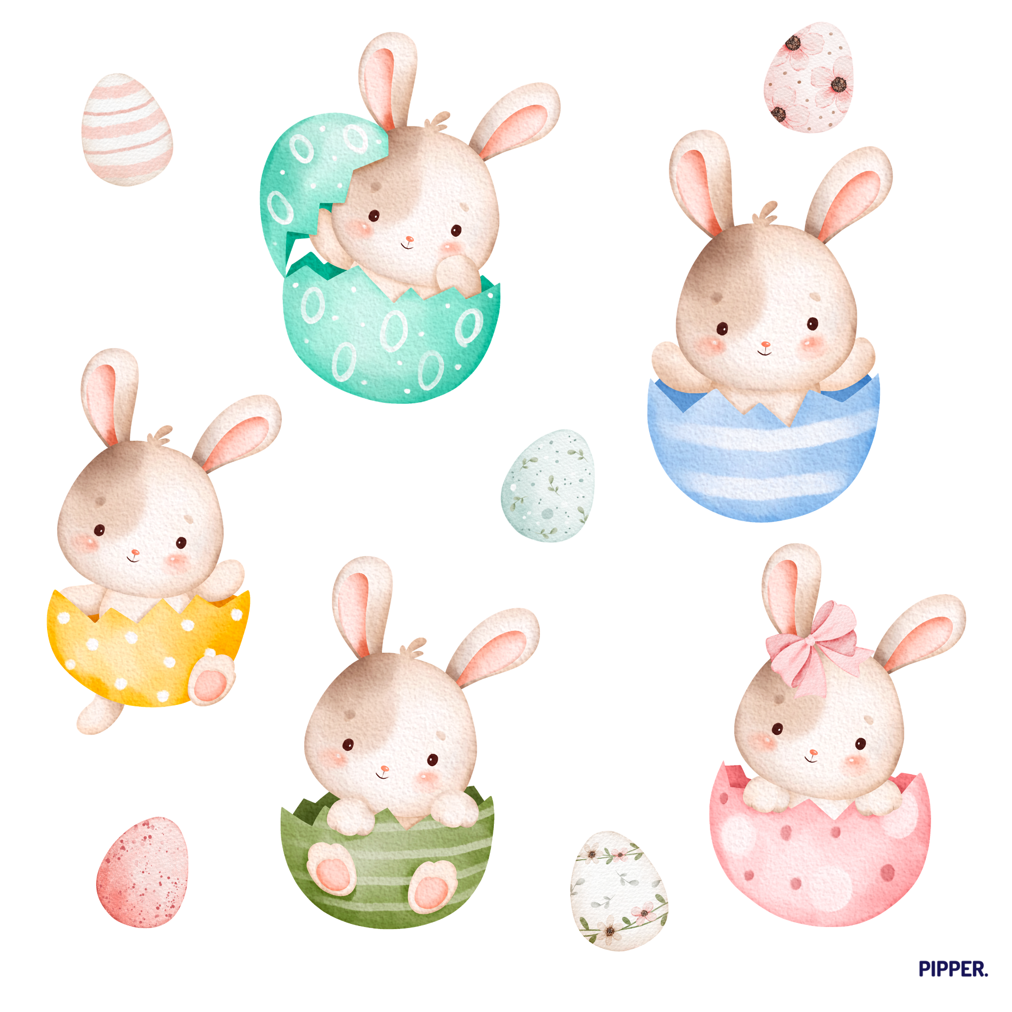 Textilná nálepka na stenu do detskej izby - Veľkonočné zajačiky 4